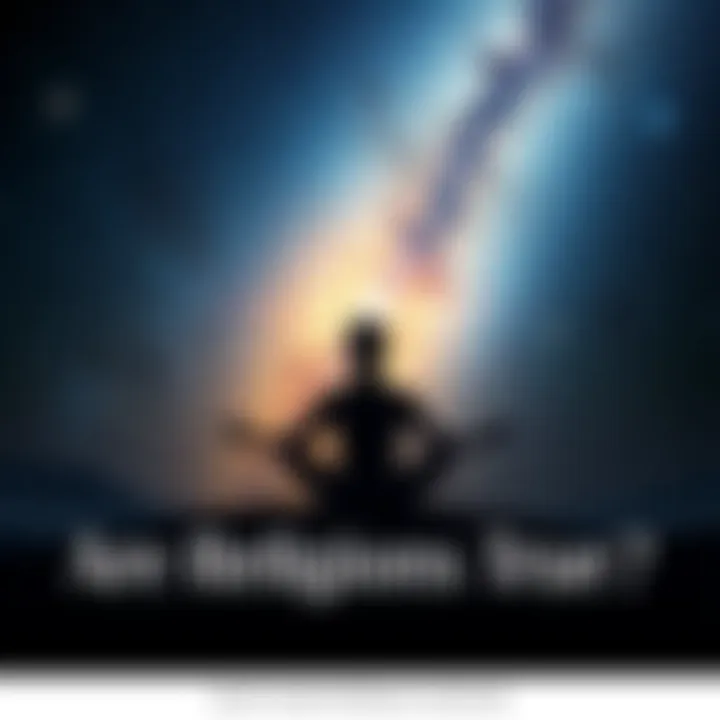 Person meditating with a galaxy backdrop A person sits cross-legged in meditation, surrounded by a starry galaxy, symbolizing astral travel and spiritual exploration.