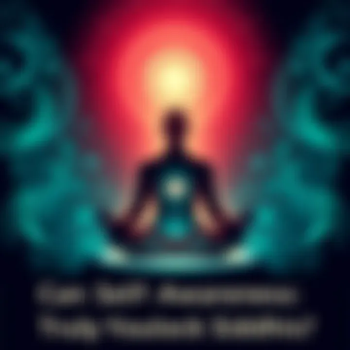Meditating person with glowing aura A person sitting cross-legged in meditation, surrounded by a soft glow, symbolizing self-awareness and spiritual growth