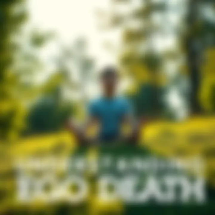 A person sitting cross-legged on a grassy hill, eyes closed, surrounded by trees and sunlight, representing the concept of ego death and self-reflection.