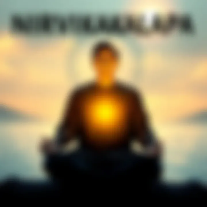 Meditating person achieving Nirvikalpa Samadhi A serene person meditating in a peaceful environment, symbolizing the state of Nirvikalpa Samadhi with a calm demeanor and focused expression