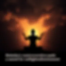 A peaceful silhouette of a person meditating, surrounded by dark clouds representing contemplation of life and death