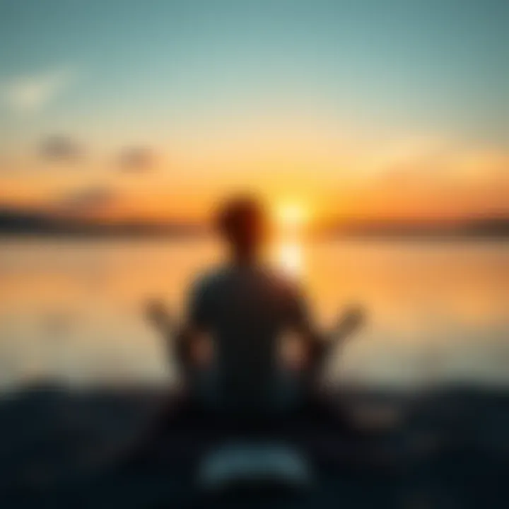 A serene scene of a person meditating in a tranquil setting, embodying the connection between fatigue and spiritual awareness.