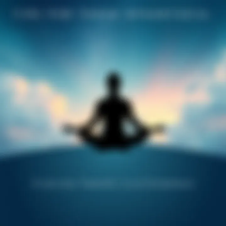 A person sitting cross-legged in meditation with a soft, dreamy background that includes stars and clouds, representing lucid dreaming techniques for those with aphantasia.