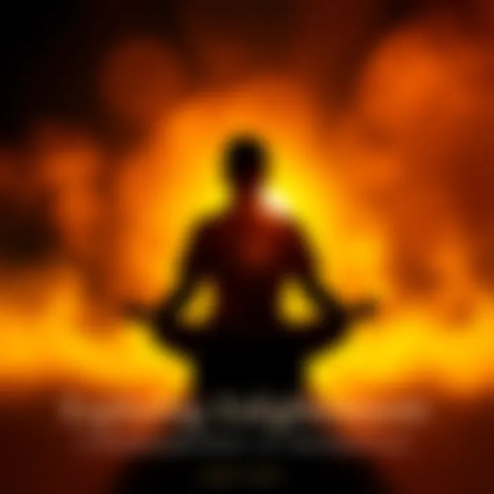Person meditating with golden light Individual sitting cross-legged in meditation surrounded by a warm golden light