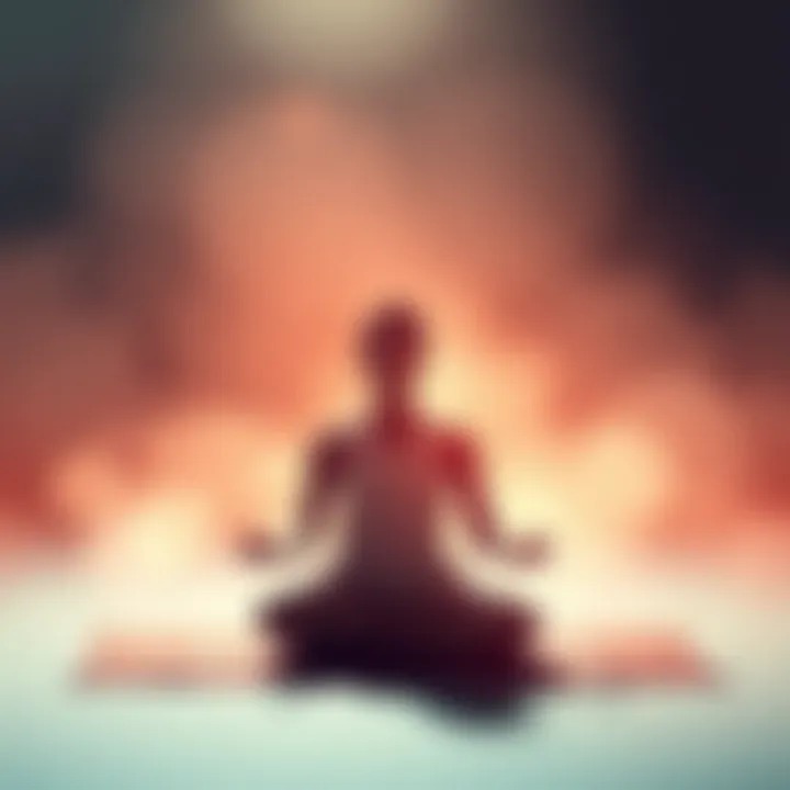A person sitting peacefully in meditation, radiating warmth and kindness, surrounded by soft light.