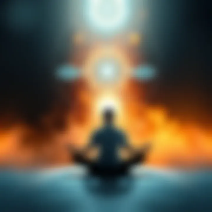 A person meditating in a peaceful environment, surrounded by soft light, symbolizing connection with spirit guides and telepathic communication.