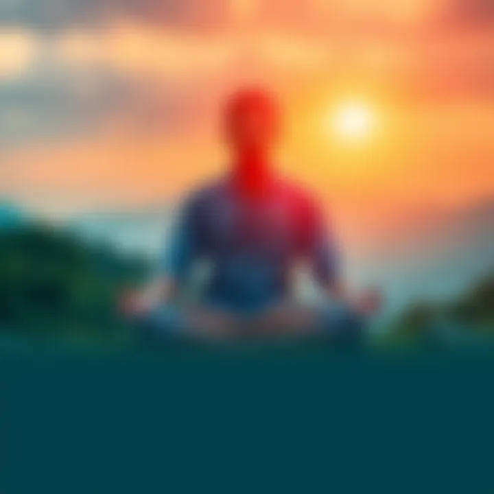 A person sitting cross-legged in meditation outdoors, surrounded by nature, embodying peace and self-acceptance.