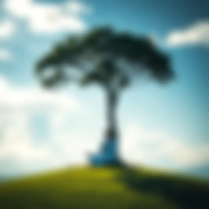 Meditation and Peace A serene landscape with a person meditating under a tree, symbolizing peace and the quest for Nirvana in Buddhism.