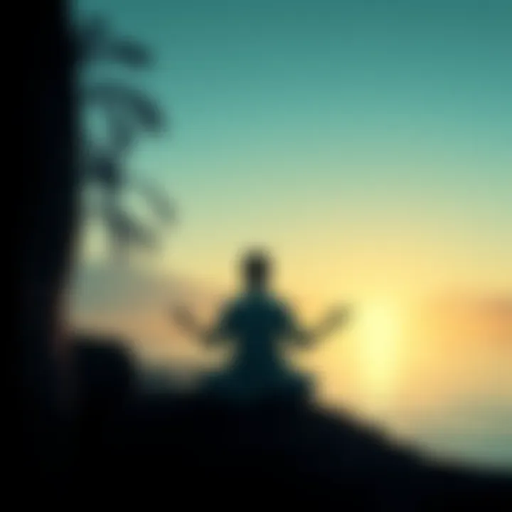 A person practicing meditation with a serene background, symbolizing the balance between awakening and jhana in modern meditation.