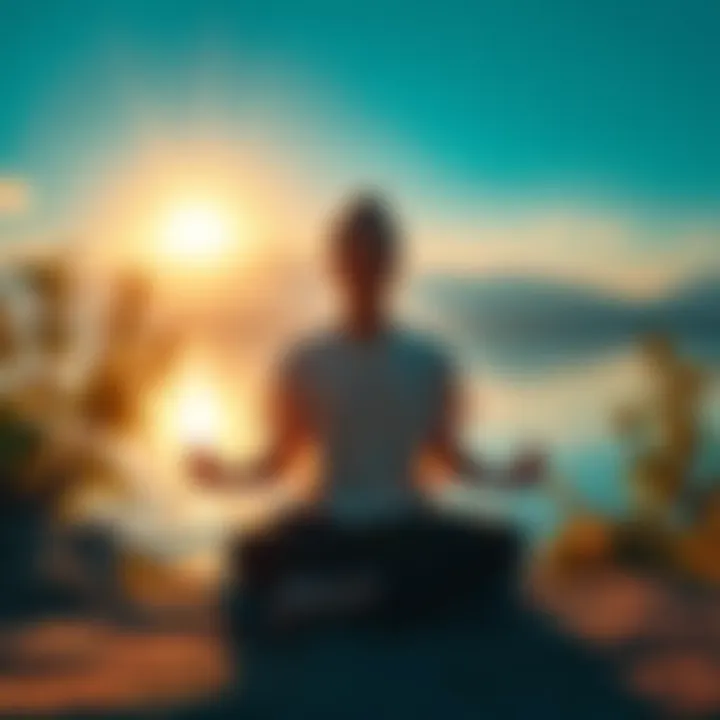 A person meditating peacefully in a serene environment, surrounded by nature, symbolizing inner growth and spirituality