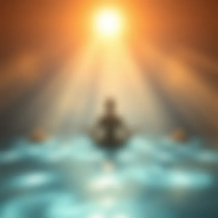 A person meditating in a serene environment, surrounded by soft light and gentle energy waves, symbolizing balance and grounding during energy practices.
