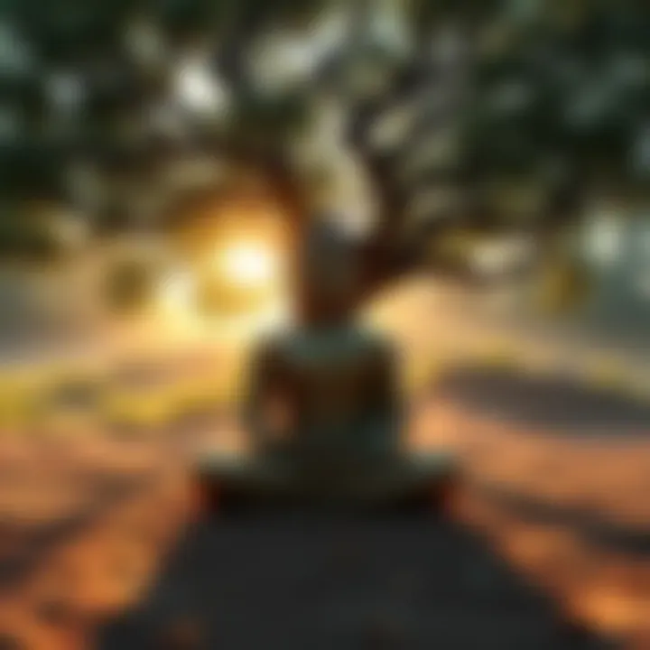 Meditation and Enlightenment A serene person meditating under a tree, representing the journey toward becoming a Buddha or arhat.