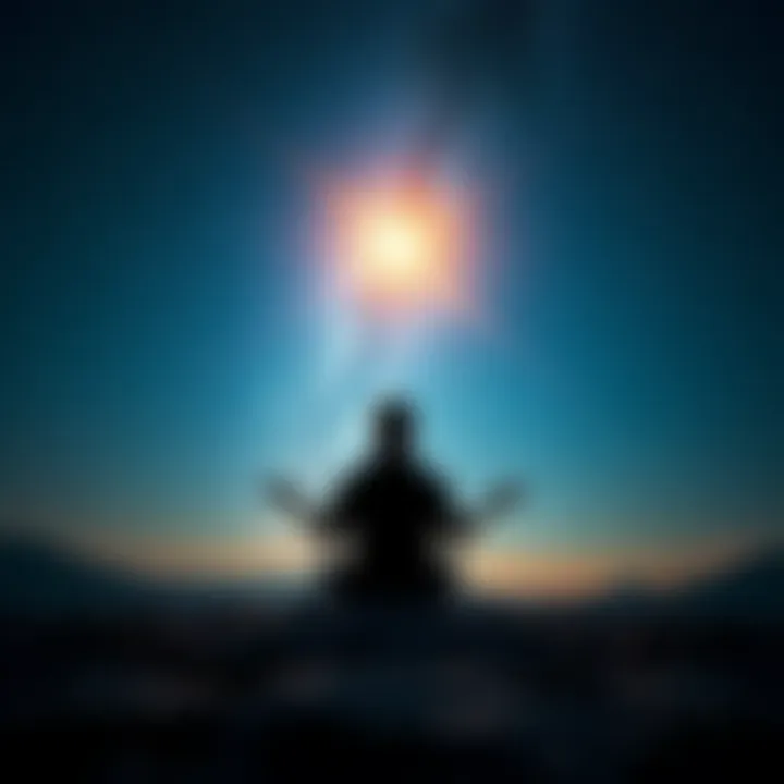 A person meditating under a starry sky, representing connection with the universe and inner peace.