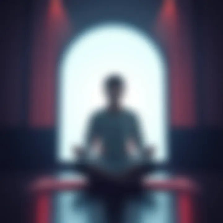 Person sitting cross-legged in meditation, focusing on sensations with a calm expression