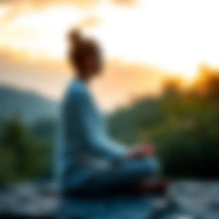 Person sitting in meditation pose outdoors, surrounded by nature, symbolizing the search for enlightenment and clarity.