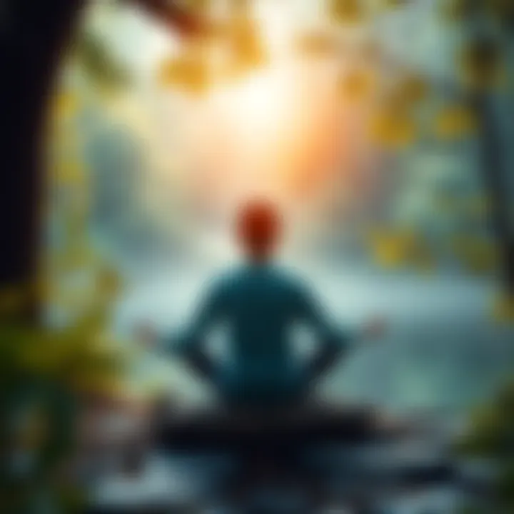 A person sitting in a meditative pose surrounded by calming nature, symbolizing self-reflection and past life memories.