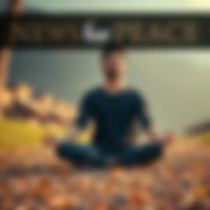 Meditation for Peace A person sitting cross-legged in a peaceful setting, practicing meditation with a calm expression.