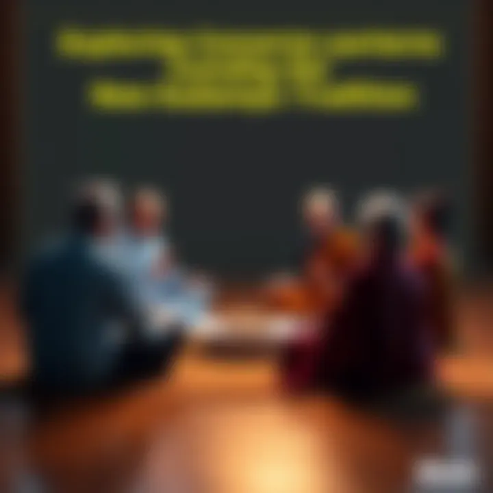 A group of people sitting in a circle discussing meditation practices, showing concern and engagement with their beliefs.