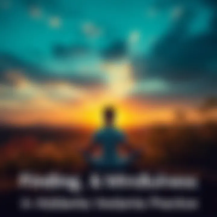 A person meditating in a tranquil setting, surrounded by nature, promoting mental health and well-being through Advaita Vedanta practice.