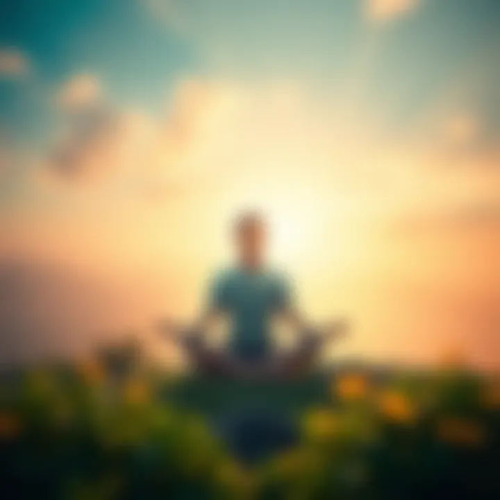 A person meditating peacefully in a serene environment, surrounded by nature and soft light, symbolizing inner peace and connection with the Higher Self.