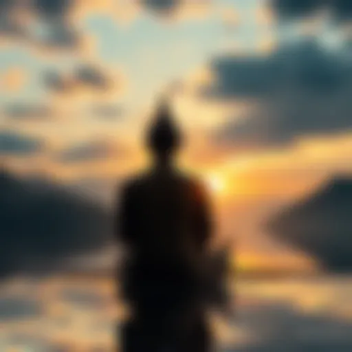 A person meditating in a serene setting, reflecting on the challenges of reincarnation and dharma.