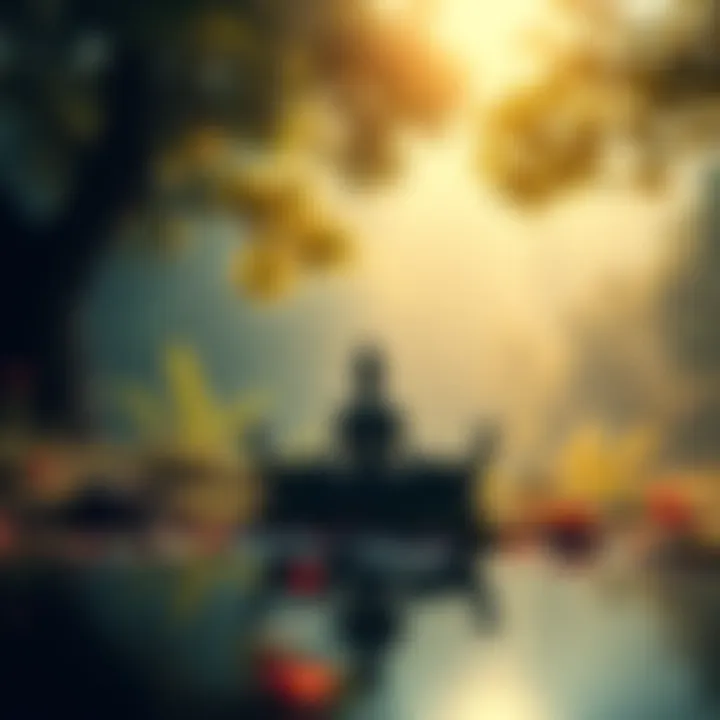 A person meditating peacefully, surrounded by nature, reflecting on the teachings of the Paṭipadā Sutta about right and wrong practices.
