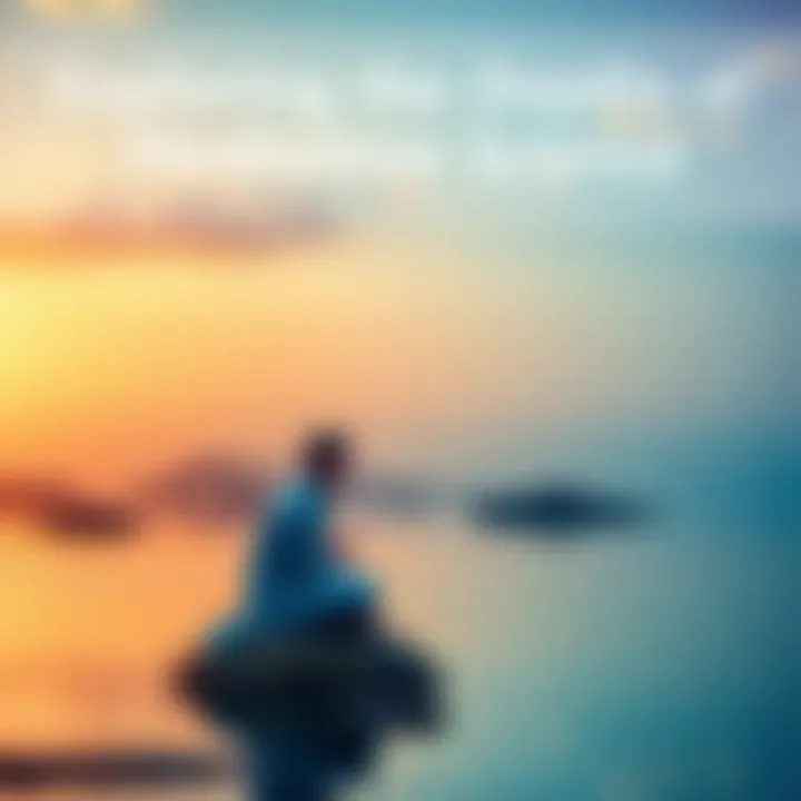 A serene representation of mindfulness and meditation, featuring a tranquil landscape with soft colors and gentle light.