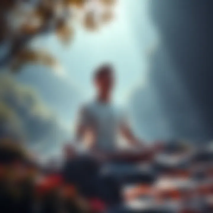 Meditation and Self-Reflection A person meditating in a serene environment, surrounded by nature, symbolizing the connection between perceiver and perception.