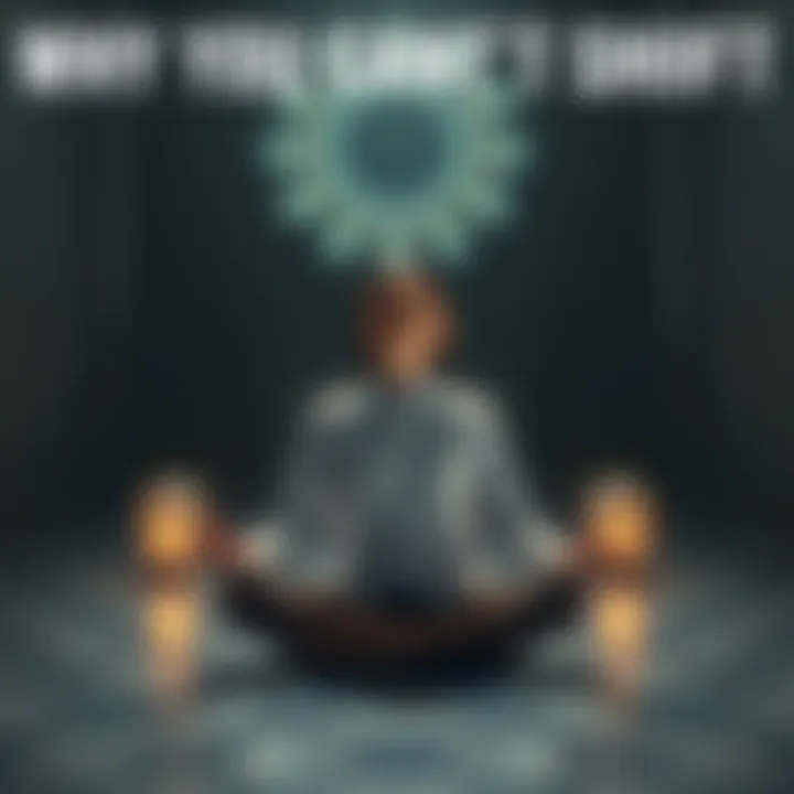 A person in a calm setting, meditating with a serene expression while surrounded by a gentle aura of light, symbolizing inner peace and clarity in shifting realities.