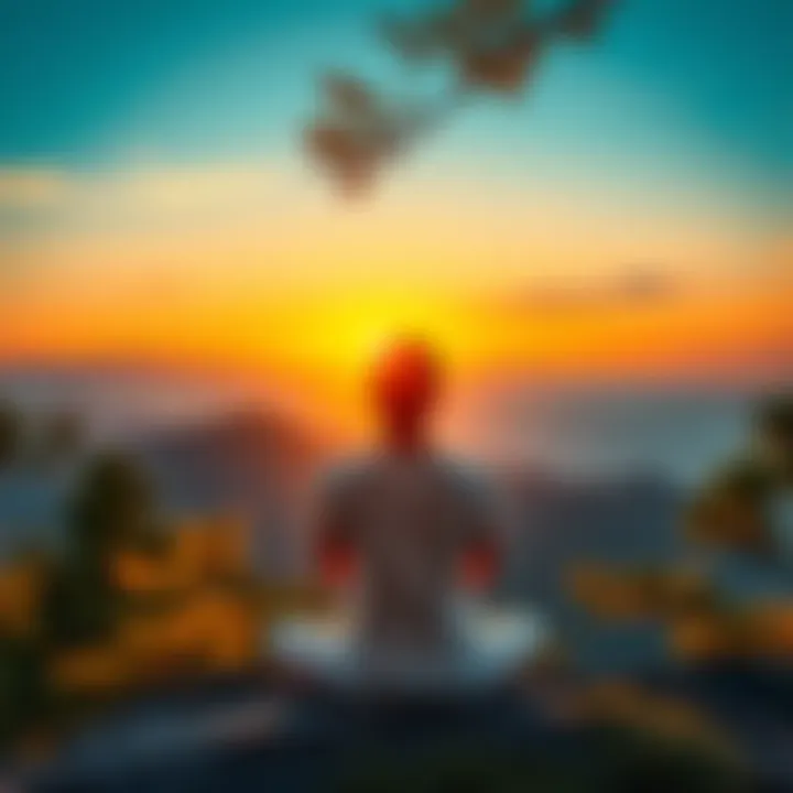 A person practicing meditation in a serene environment, surrounded by nature