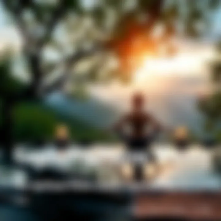 Meditation and Yoga Practices A person practicing yoga and meditation outdoors, surrounded by nature, reflecting peace and spirituality.