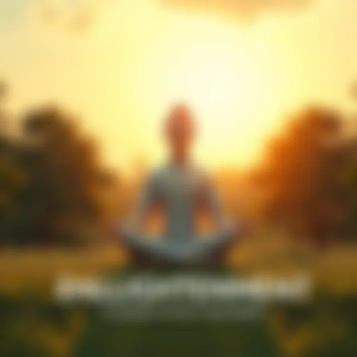 A calm person meditating in nature, surrounded by trees and a peaceful environment, symbolizing self-mastery and clarity.