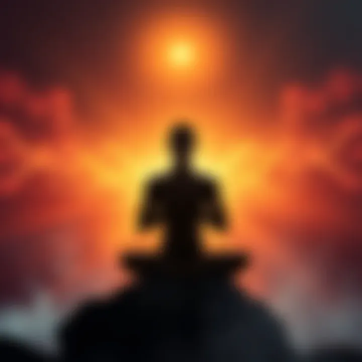 A person meditating surrounded by light, symbolizing devotion and the concept of non-duality.