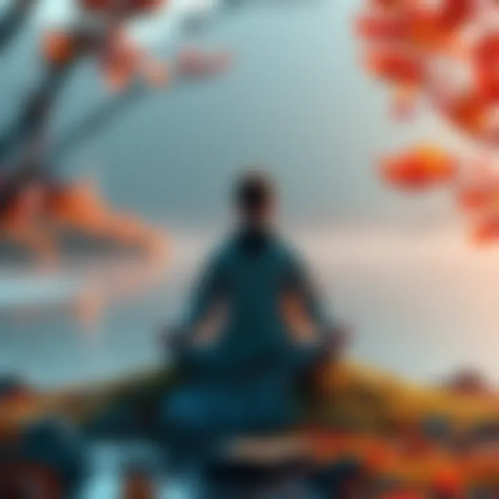 A person sitting cross-legged in meditation, surrounded by serene nature, symbolizing spiritual exploration.