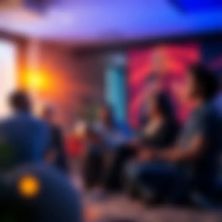 A practicing medium sitting with a group of people, sharing insights and fostering a supportive atmosphere to enhance intuition skills.