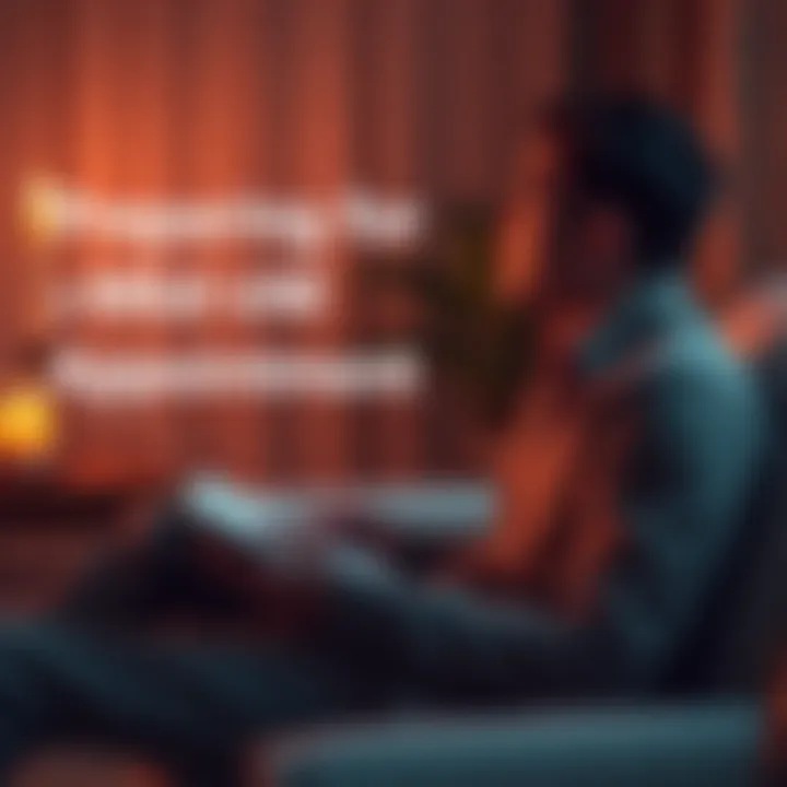 Individual sitting with a journal and candle, thinking about questions for a medium session