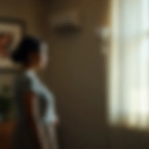 A medium standing in front of a woman and two circled figures representing her sisters, sharing insights about family dynamics