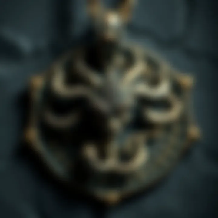 A close-up of a Medusa pendant featuring snake motifs, symbolizing protection and strength.