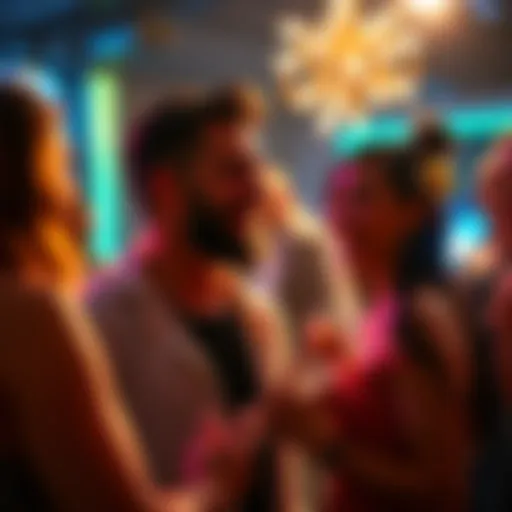 A confident Aries individual engaging in a lively conversation at a social gathering, radiating energy and charisma.