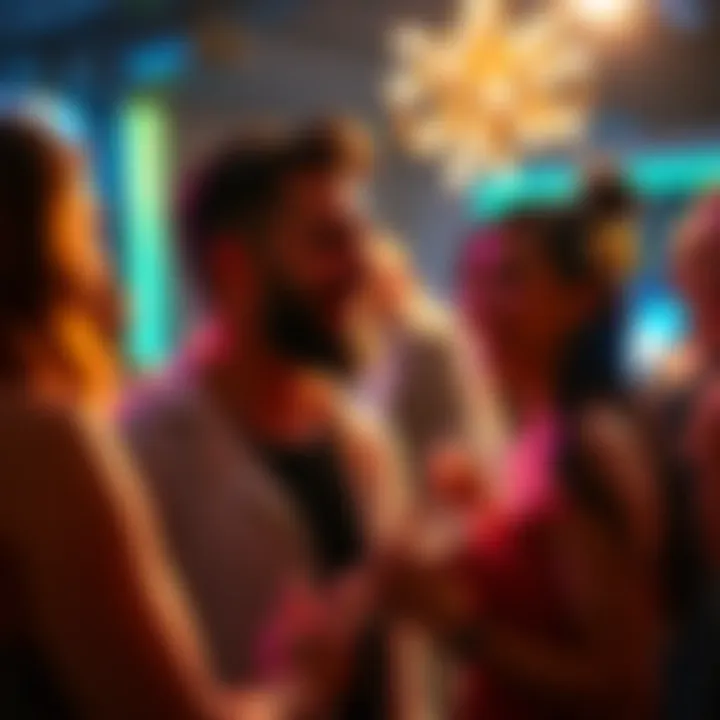 A confident Aries individual engaging in a lively conversation at a social gathering, radiating energy and charisma.