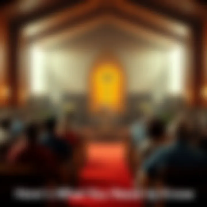 A group of people discussing beliefs related to Christ Ahnsahnghong in a church setting