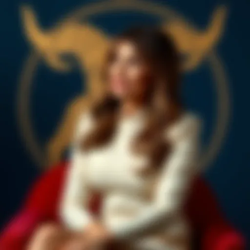 Melania Trump seated elegantly, symbol of Taurus in the background, showcasing her charm and beauty.