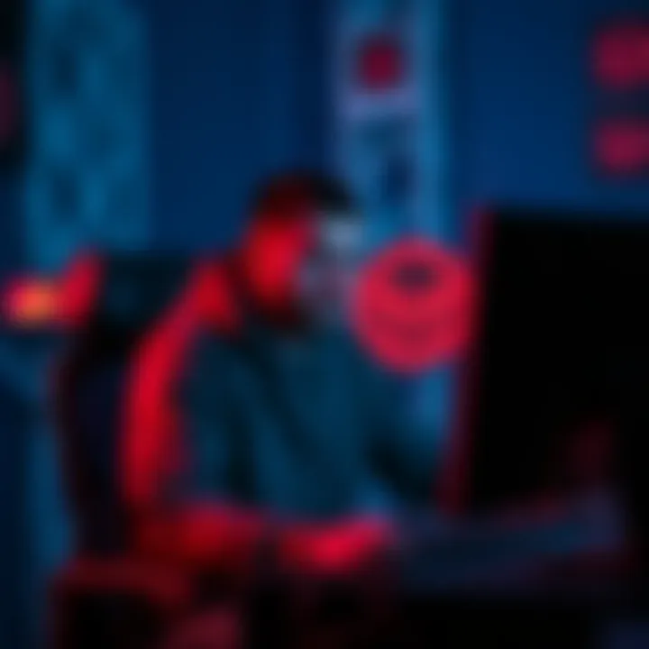 Melih Abuaf sitting in front of a computer, showing symbols in his videos aimed at children