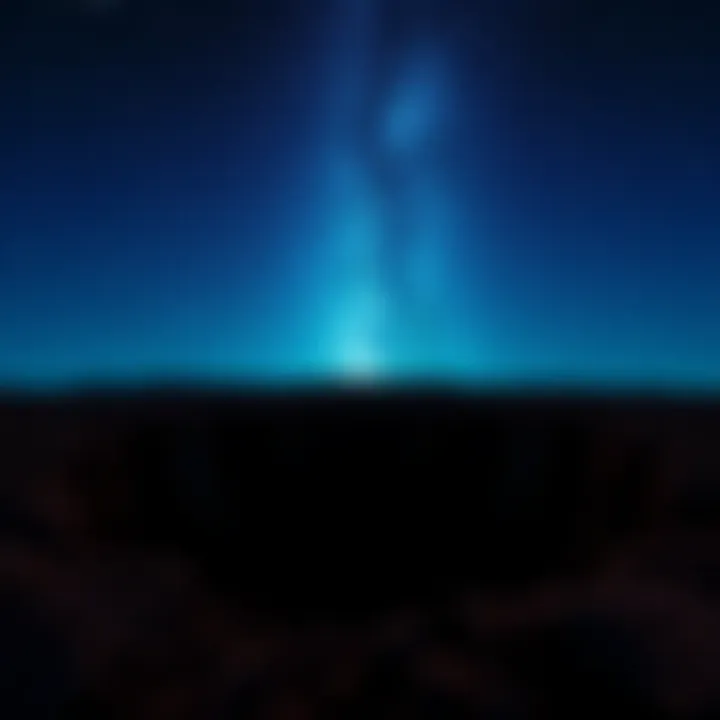 A dark, expansive hole in the ground surrounded by a starry night sky, symbolizing the eerie tales of Mel's Hole.