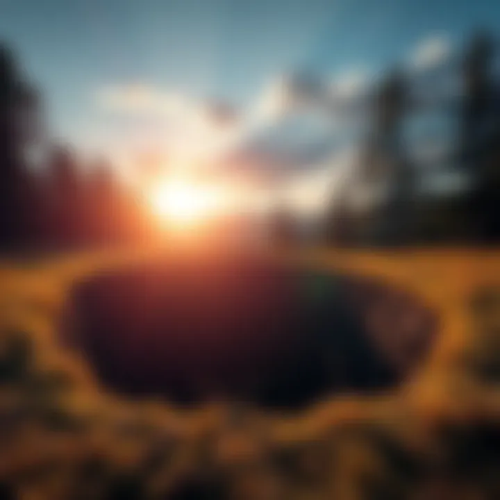 Mel's Hole in Washington State A view of a dark pit surrounded by trees and grass, representing the mysterious Mel's Hole in Ellensburg, Washington.