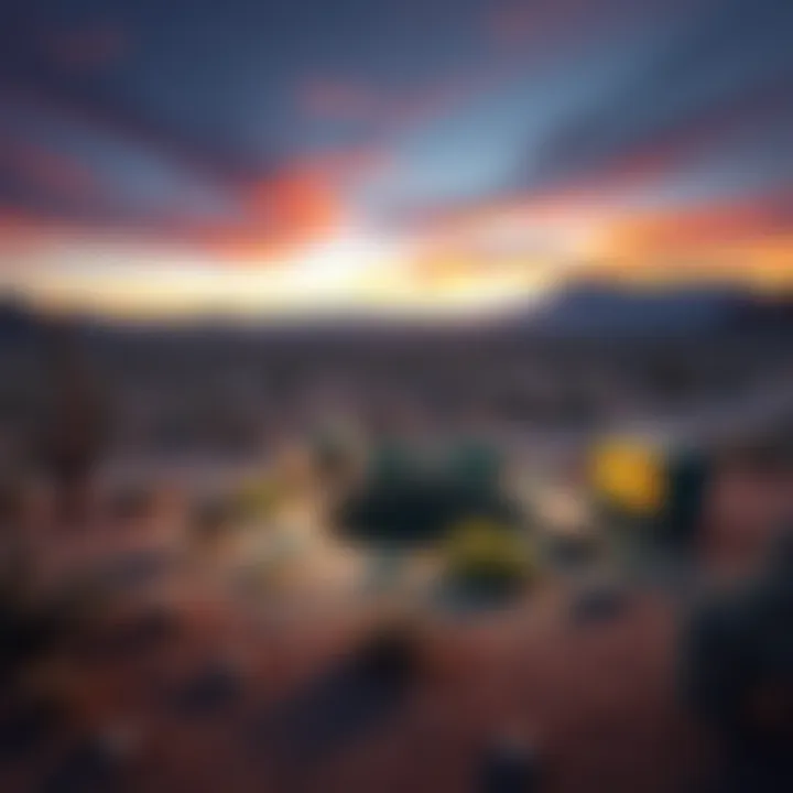 Mel's 2nd Hole in Nevada A view of Mel's 2nd Hole surrounded by desert landscape, with unusual objects and transformed animals around it.