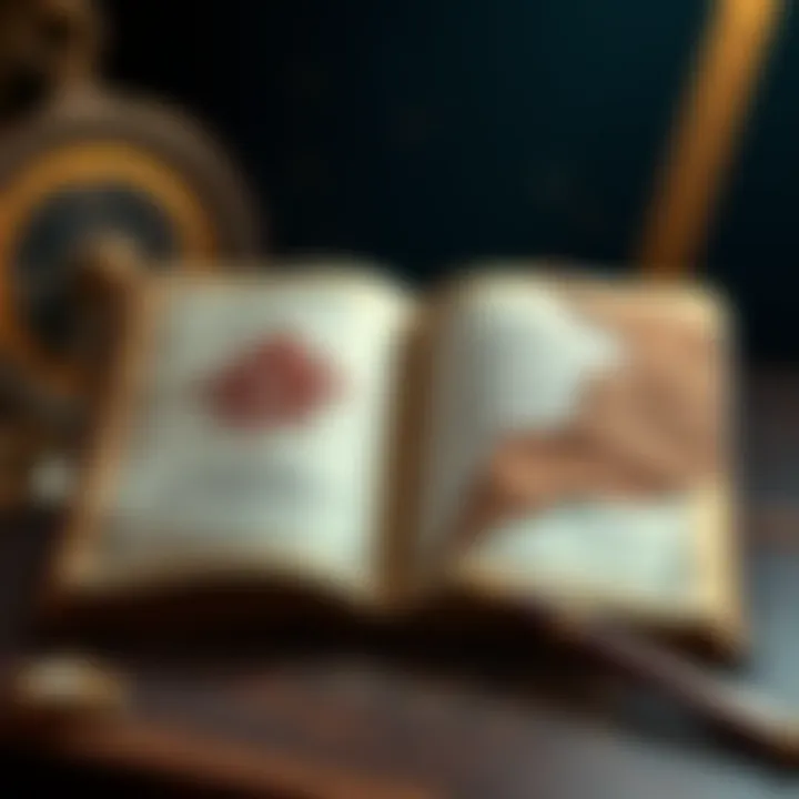 An open book with Rosicrucian symbols on the pages, surrounded by a compass and a ruler, symbolizing organizations like AMORC and SRIC.