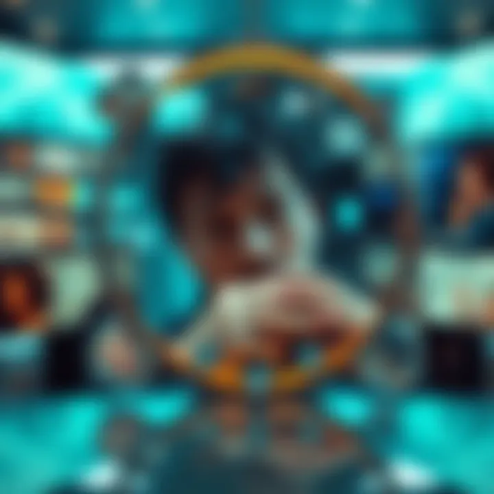 A person looking at their reflection in a mirror, surrounded by blurred images representing memories.