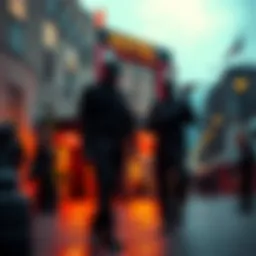 Two identical men dressed in black suits questioning witnesses outside a Niagara Falls hotel after a UFO sighting