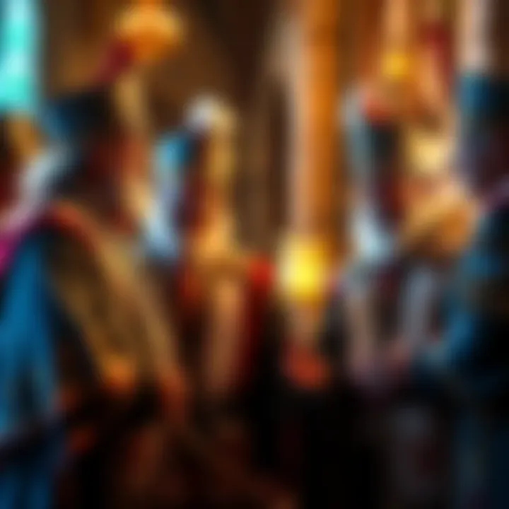A group of men in Masonic regalia sharing a friendly moment, emphasizing brotherhood and support in Freemasonry